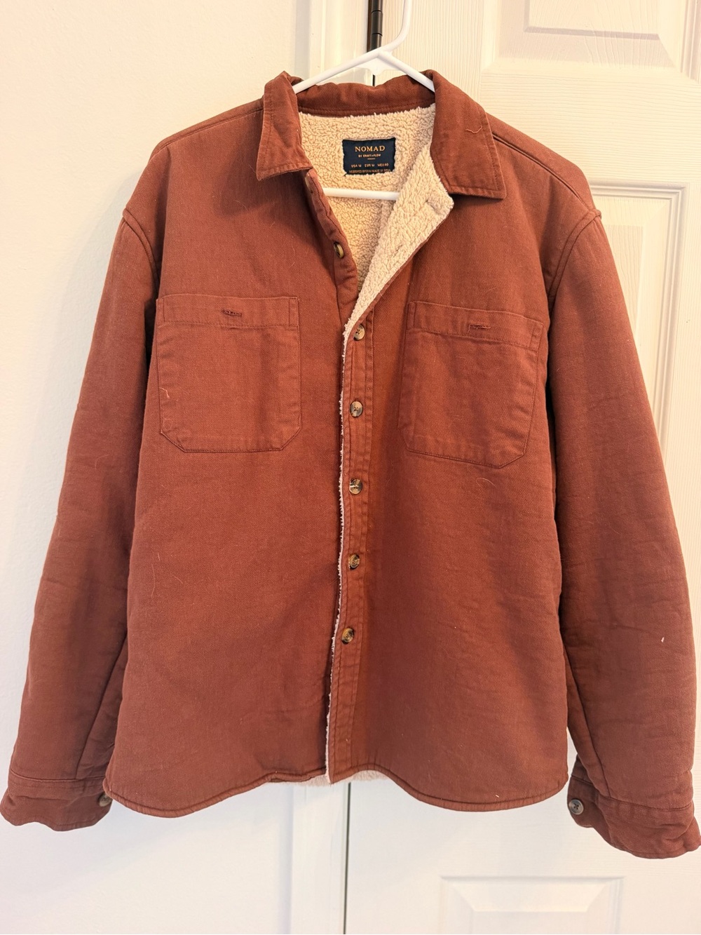 Nomad Burnt Orange Sherpa-Lined Shirt Jacket